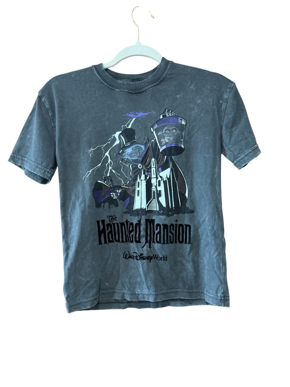 Disney Haunted Mansion Kids Short Sleeve Tee - Charcoal with Purple Accents